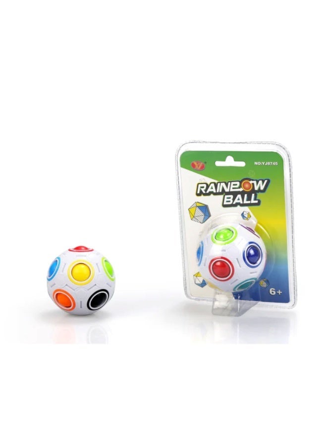 واي جيه لعبة ألغاز كرة قوس قزح YJ (عبوة بلاستر) | لعبة ذهنية ثلاثية الأبعاد على شكل كرة قدم صغيرة – لعبة تعليمية لتطابق الألوان للأطفال والكبار - Image 1